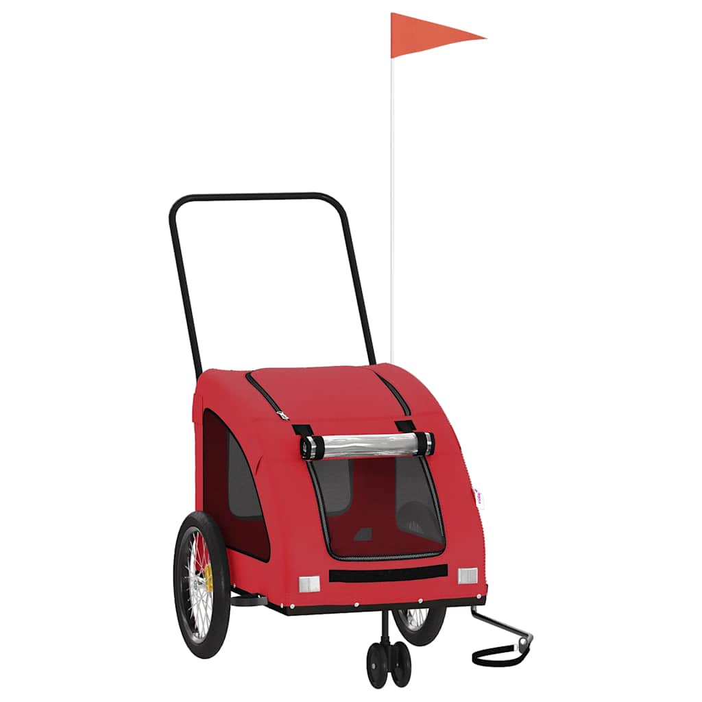 Prikolica za bicikl za ljubimce crvena od tkanine i željeza