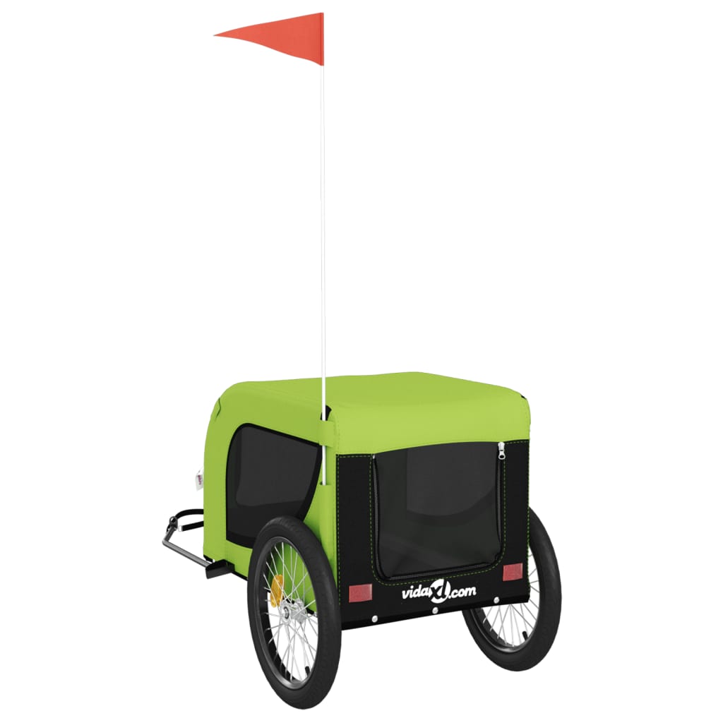 Prikolica za bicikl za ljubimce zeleno-crna tkanina i željezo