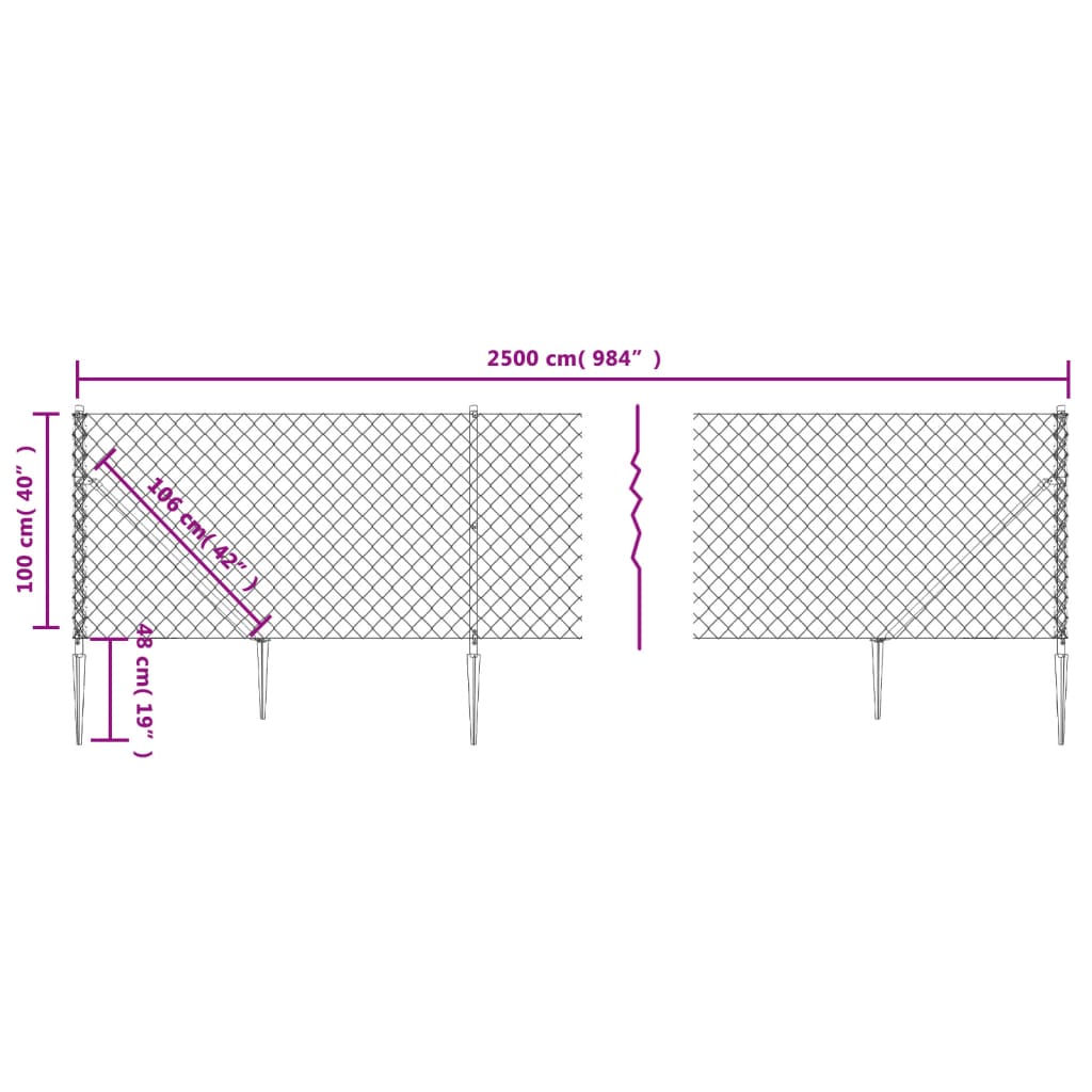 Žičana ograda sa šiljastim držačima antracit 1 x 25 m
