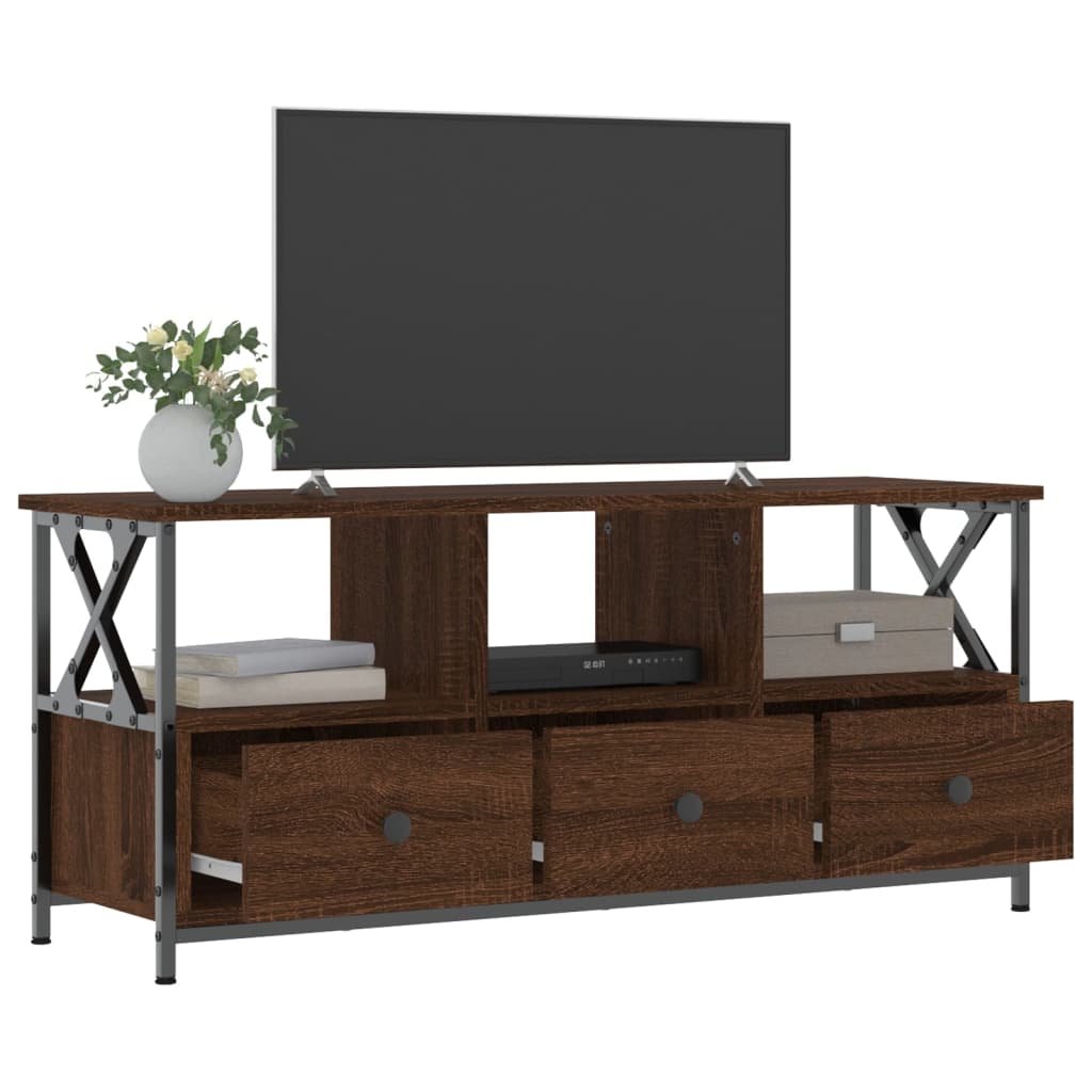 TV ormarić boja smeđeg hrasta 102x33x45 cm od drva i željeza