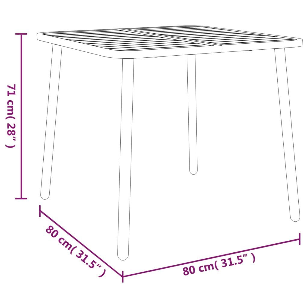 Vrtni stol antracit 80 x 80 x 71 cm čelični