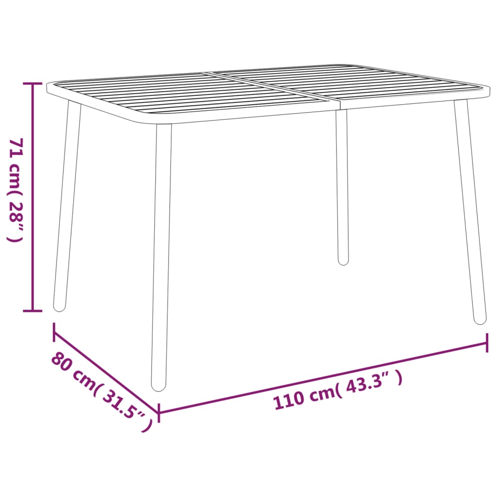 Vrtni stol antracit 110x80x71 cm čelični