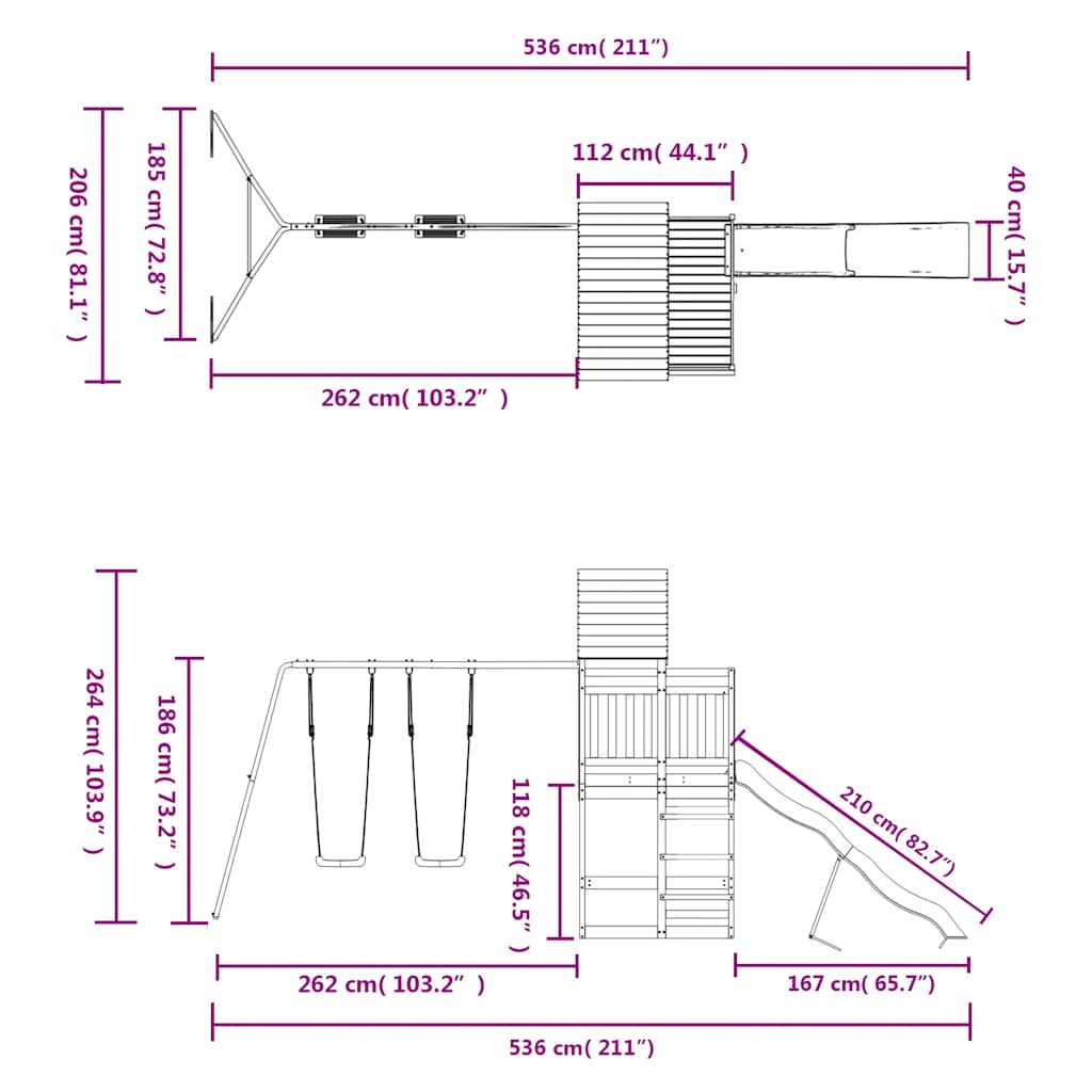 Vanjski set za igru od impregnirane borovine