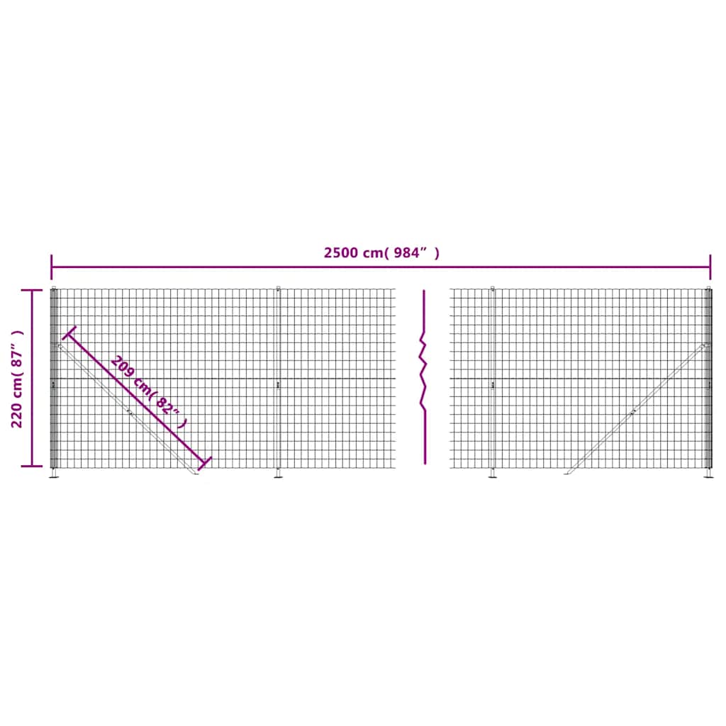 Ograda od žičane mreže s prirubnicom antracit 2,2 x 25 m