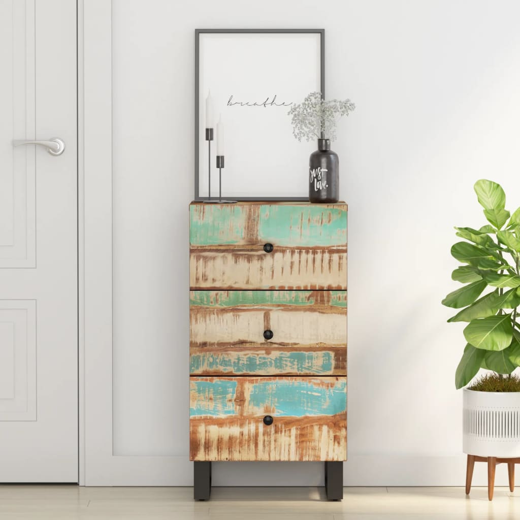 Komoda s 3 ladice 40x33,5x75 cm od masivnog obnovljenog drva