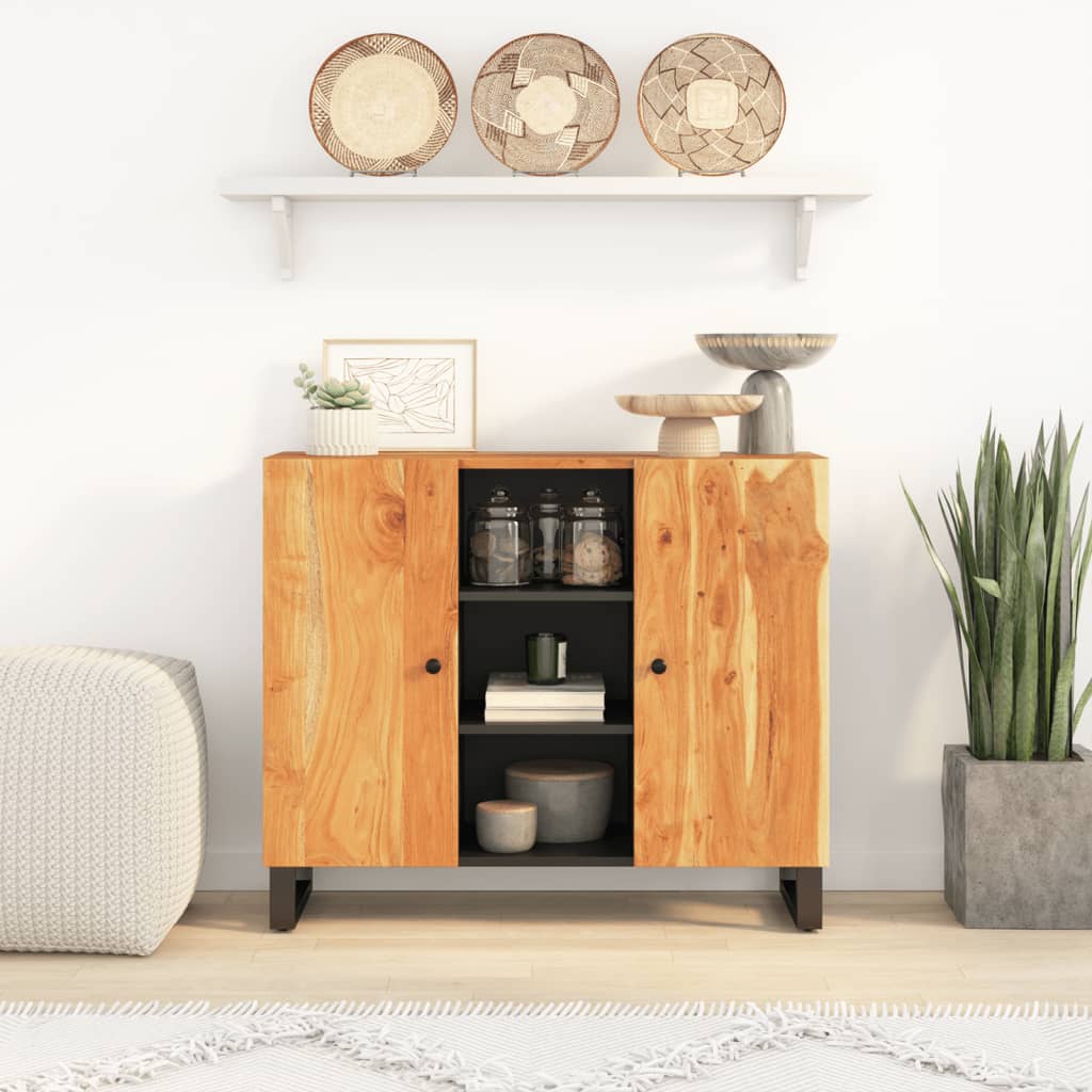 Komoda s 2 vrata 90 x 33 x 75 cm od masivnog drva bagrema