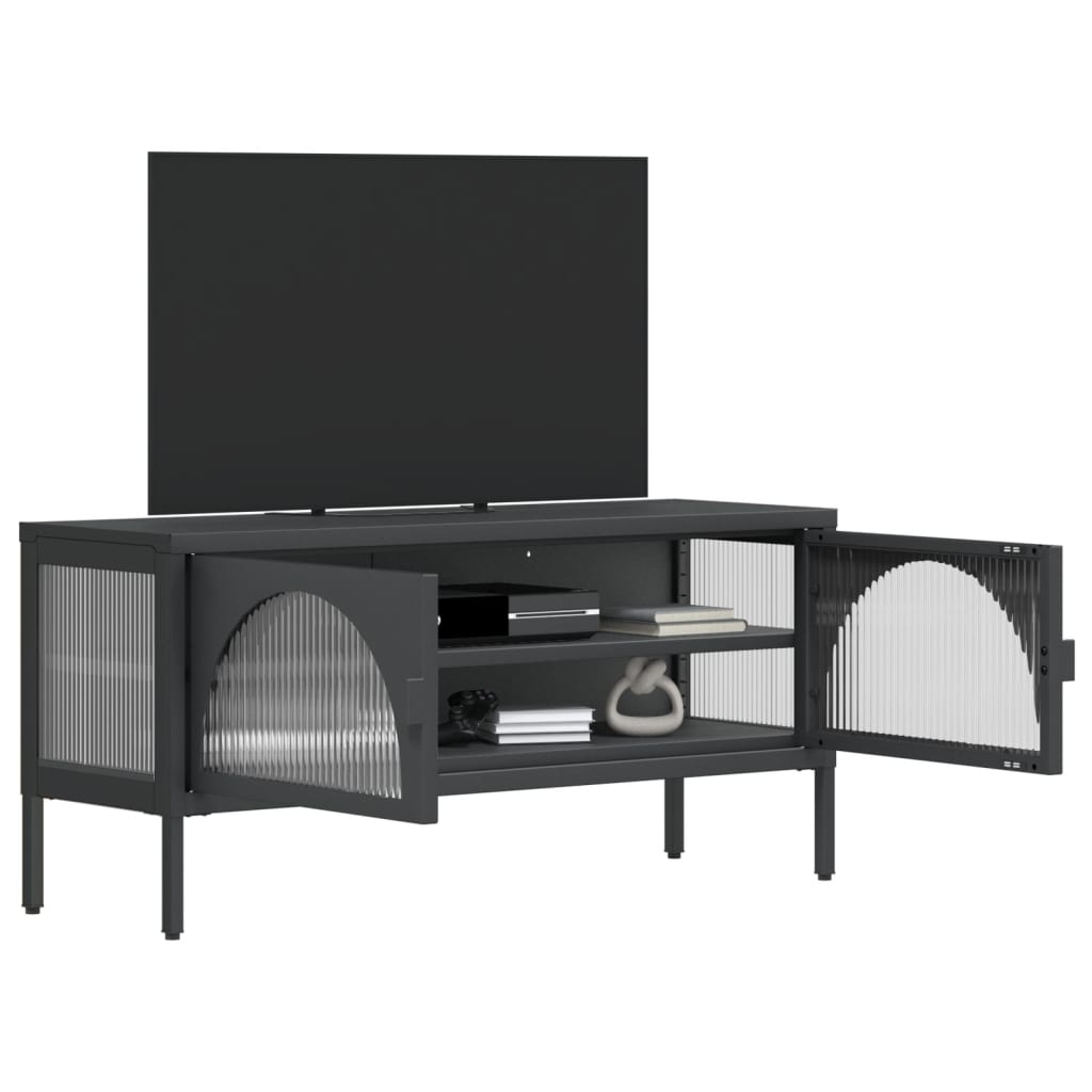 TV ormarić crni 105 x 35 x 50 cm od stakla i čelika