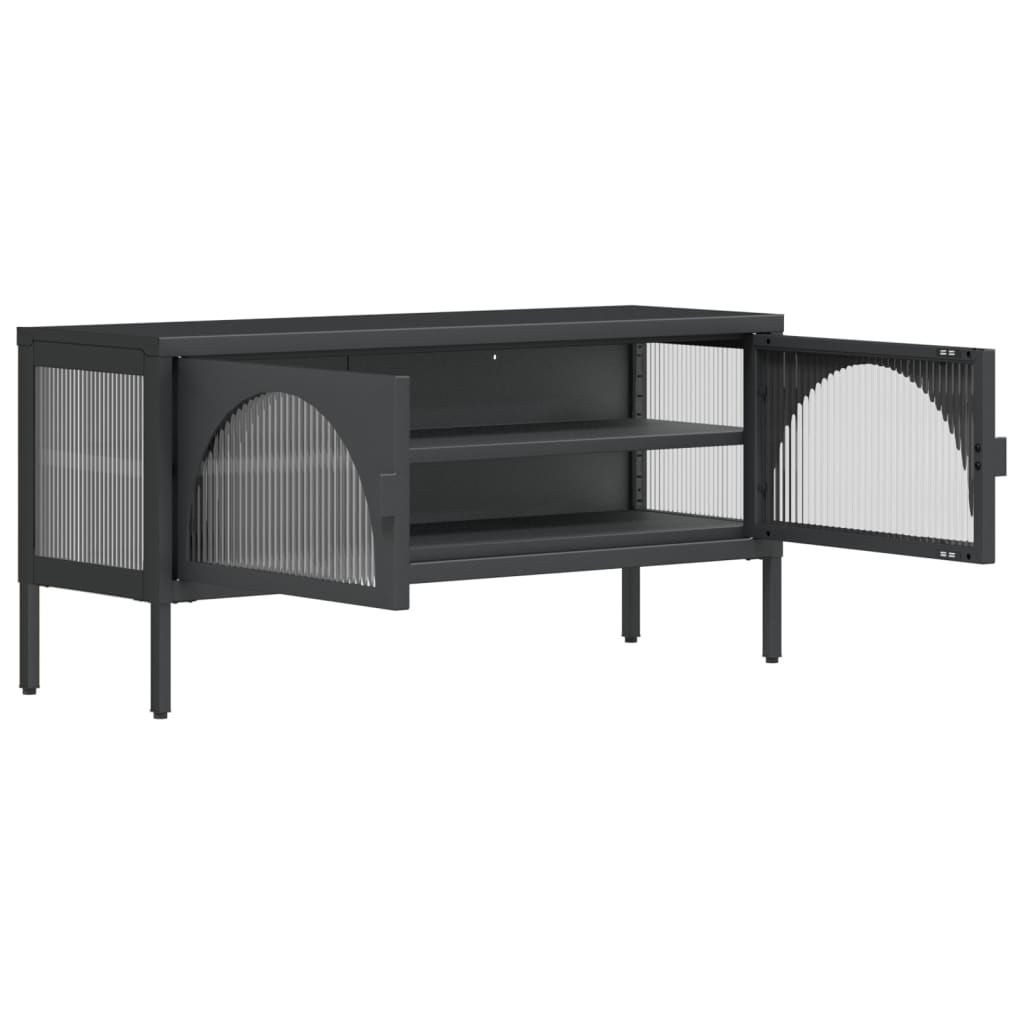 TV ormarić crni 105 x 35 x 50 cm od stakla i čelika
