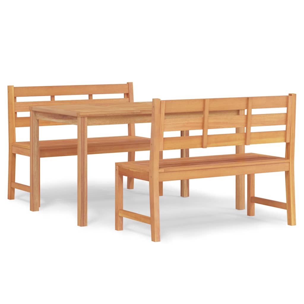 3-dijelni vrtni blagovaonski set od masivne tikovine Smeđa 140 cm table length