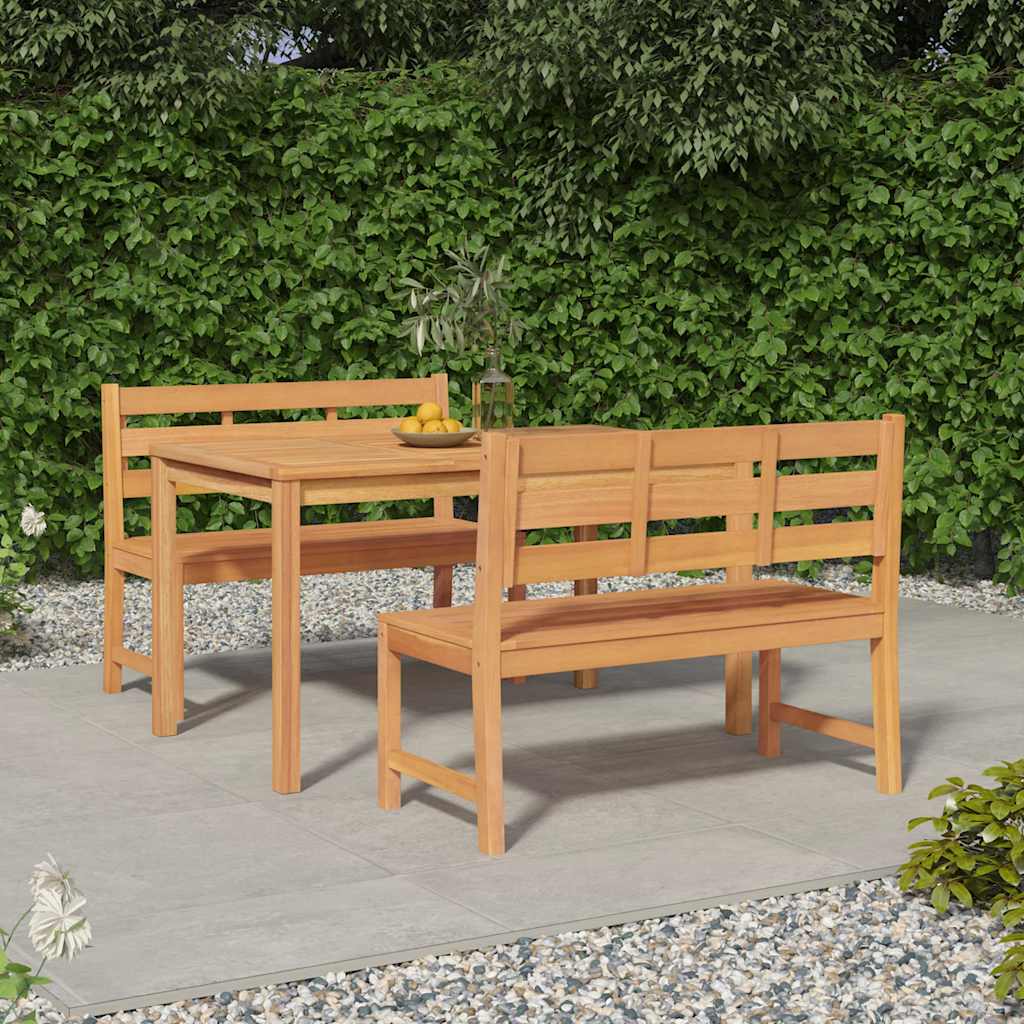 3-dijelni vrtni blagovaonski set od masivne tikovine Smeđa 140 cm table length