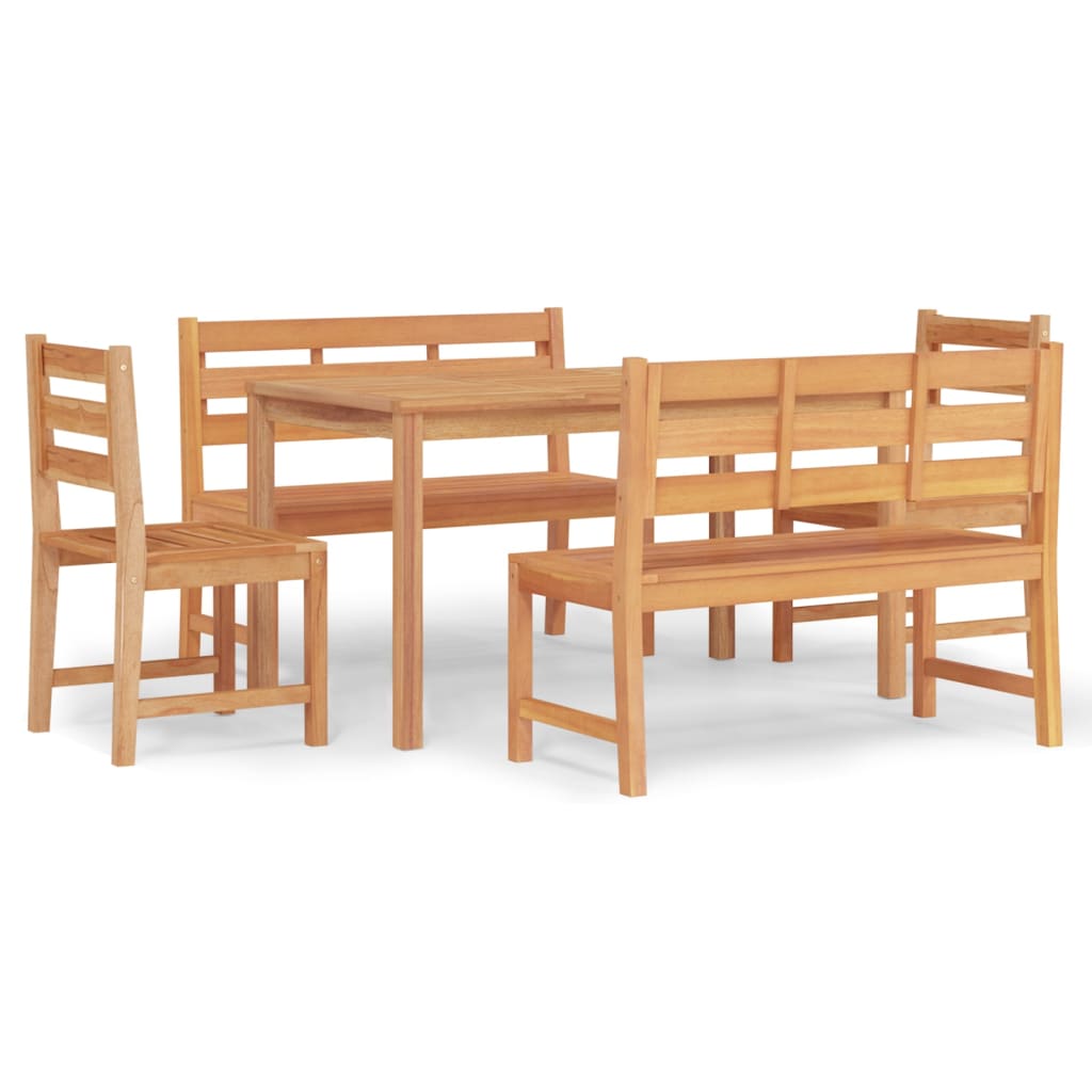 5-dijelni vrtni blagovaonski set od masivne tikovine Smeđa 140 cm table length