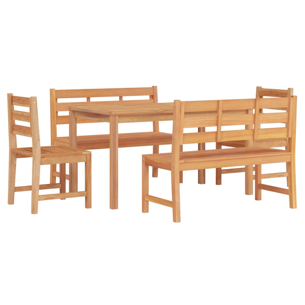 5-dijelni vrtni blagovaonski set od masivne tikovine Smeđa 140 cm table length