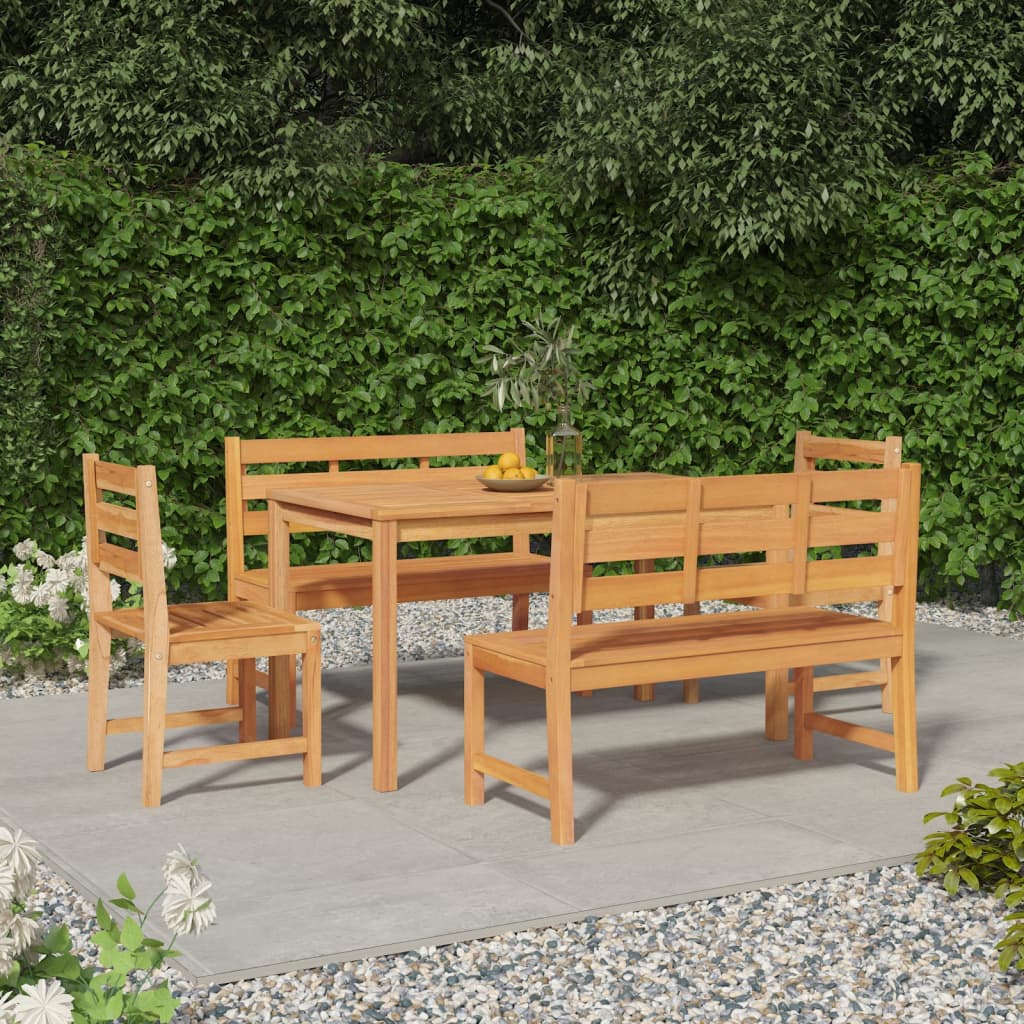 5-dijelni vrtni blagovaonski set od masivne tikovine Smeđa 140 cm table length