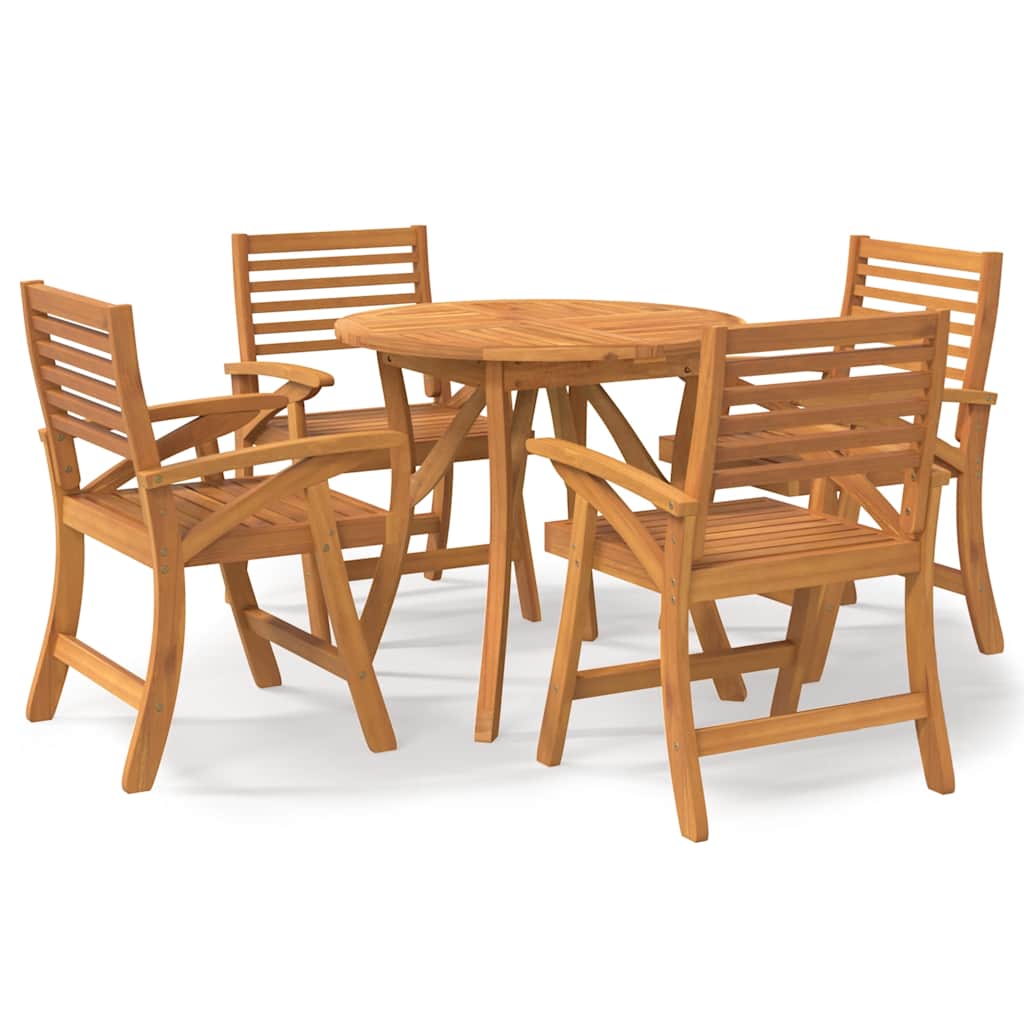 5-dijelni vrtni blagovaonski set od masivnog bagremovog drva Smeđa Ø 85 cm