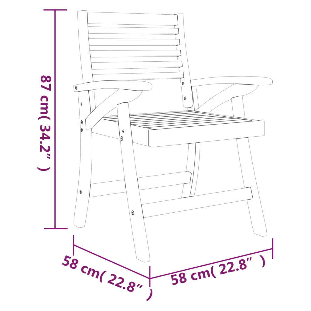 Vrtne stolice 4 kom 58 x 58 x 87 cm od masivnog bagremovog drva