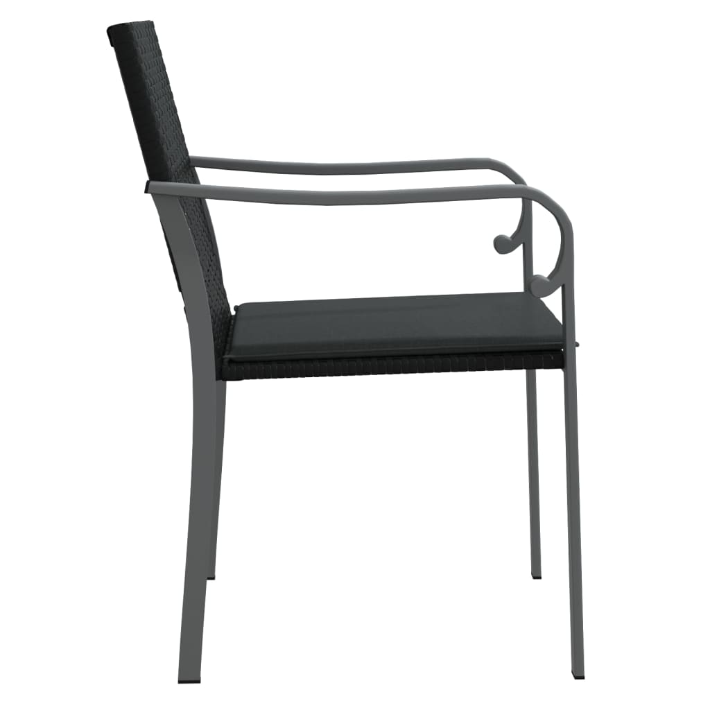Vrtne stolice s jastucima 2 kom crne 56x59x84 cm od poliratana