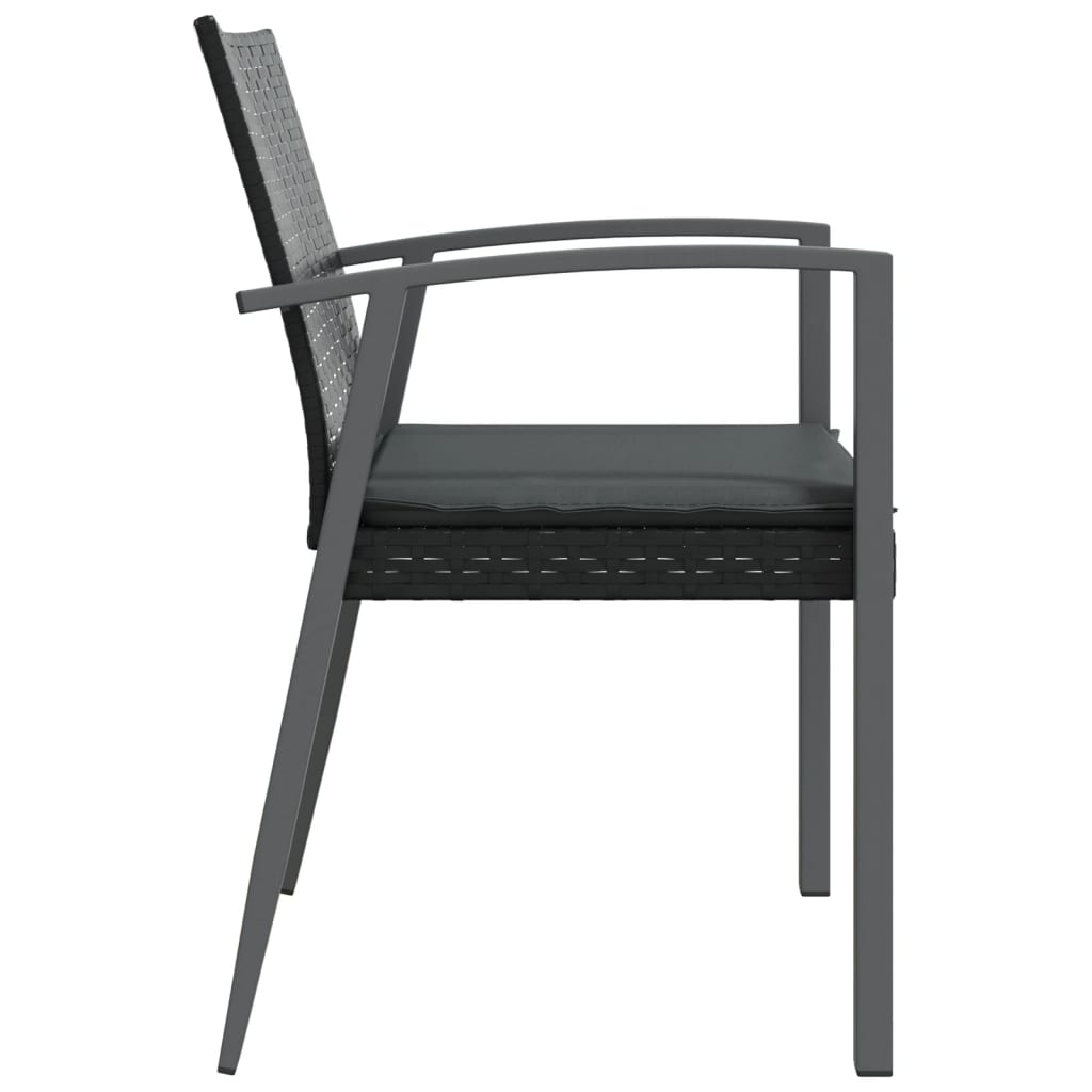 Vrtne stolice s jastucima 2 kom crne 56,5x57x83 cm poliratan