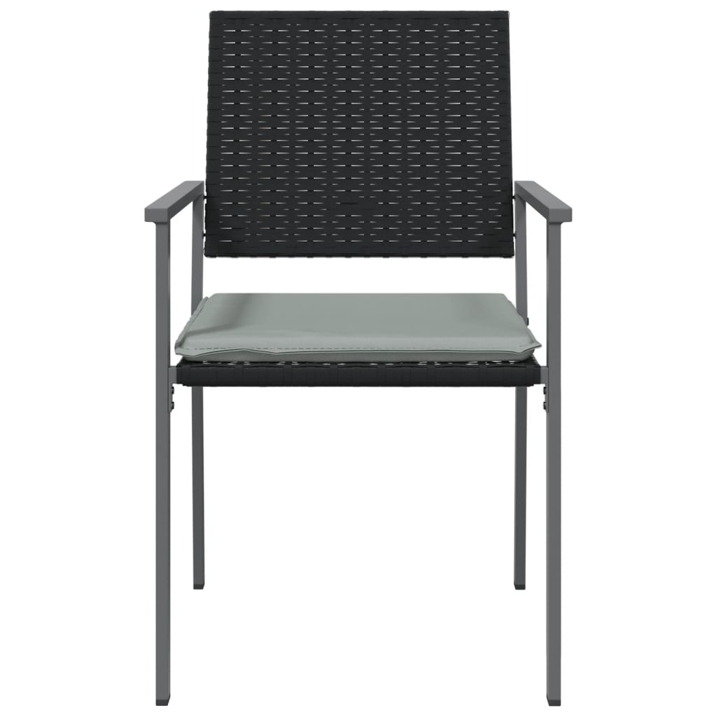 Vrtne stolice s jastucima 2 kom crne 54x62,5x89 cm poliratan