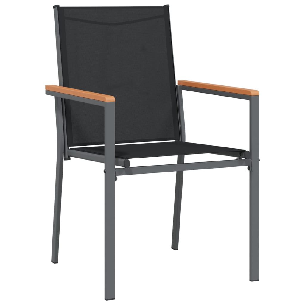 Vrtne stolice 2 kom crne 55 x 61,5 x 90 cm tekstilen i čelik