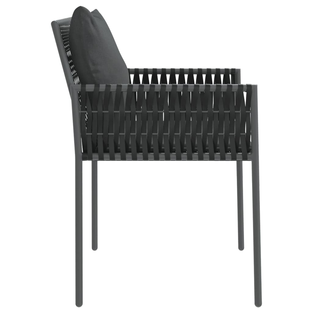 Vrtne stolice s jastucima 2 kom crne 54x61x83 cm od poliratana