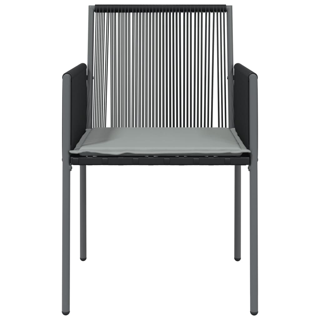 Vrtne stolice s jastucima 2 kom crne 54x60,5x83,5 cm poliratan