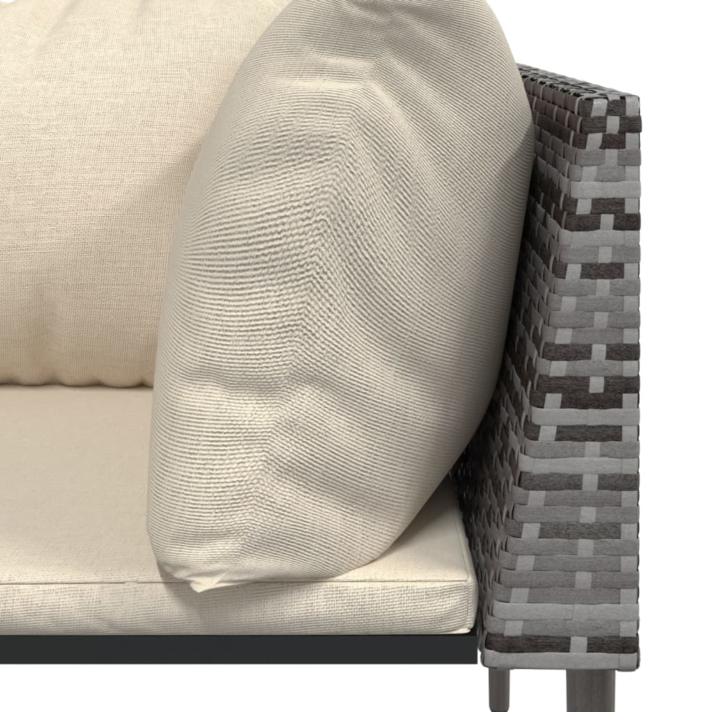 Kutna vrtna sofa od poliratana s jastucima siva