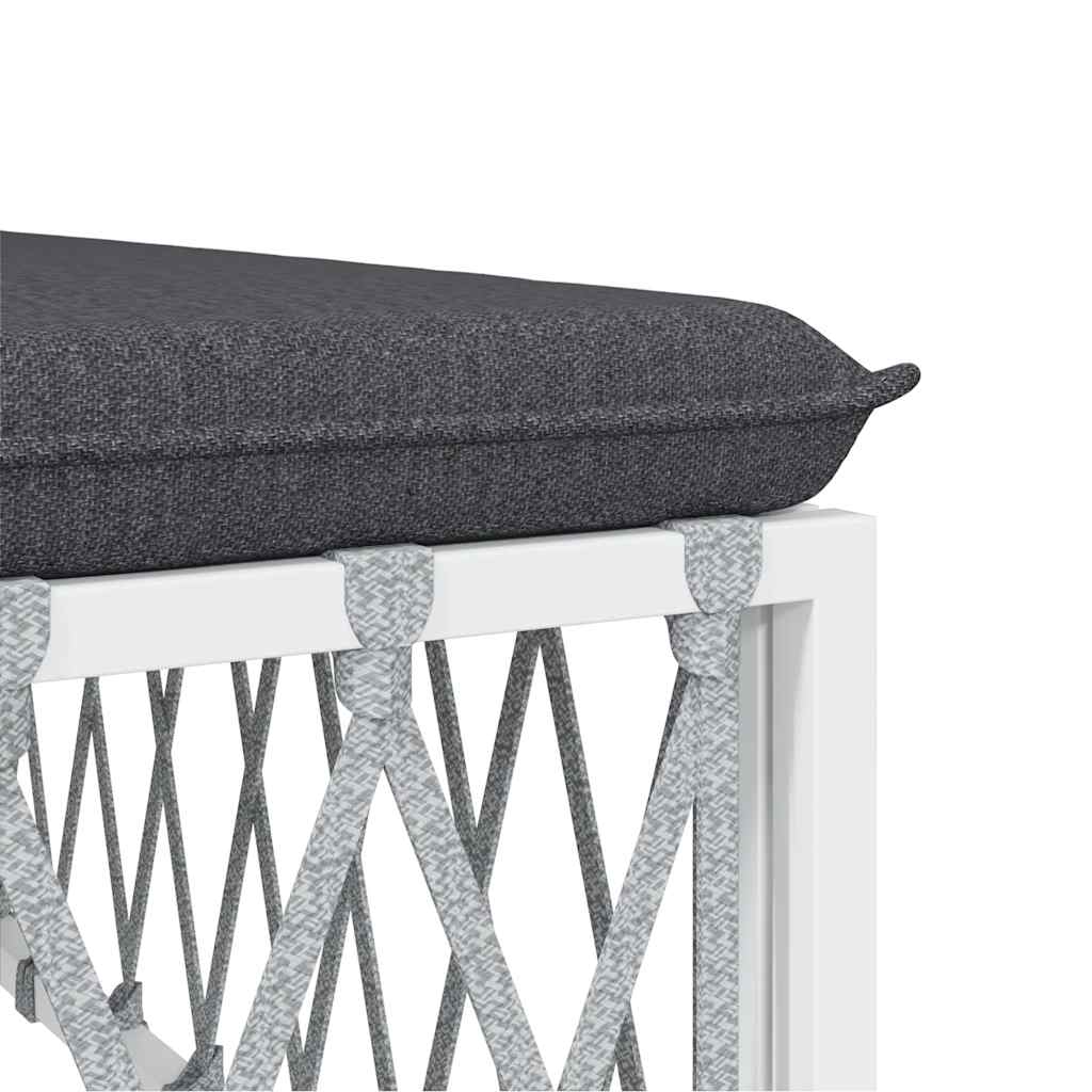 Vrtni tabure od tkane tkanine s jastukom bijeli
