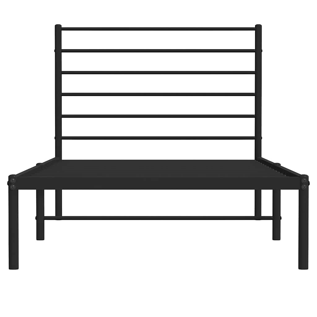 Metalni okvir za krevet s uzglavljem crni 80x200 cm