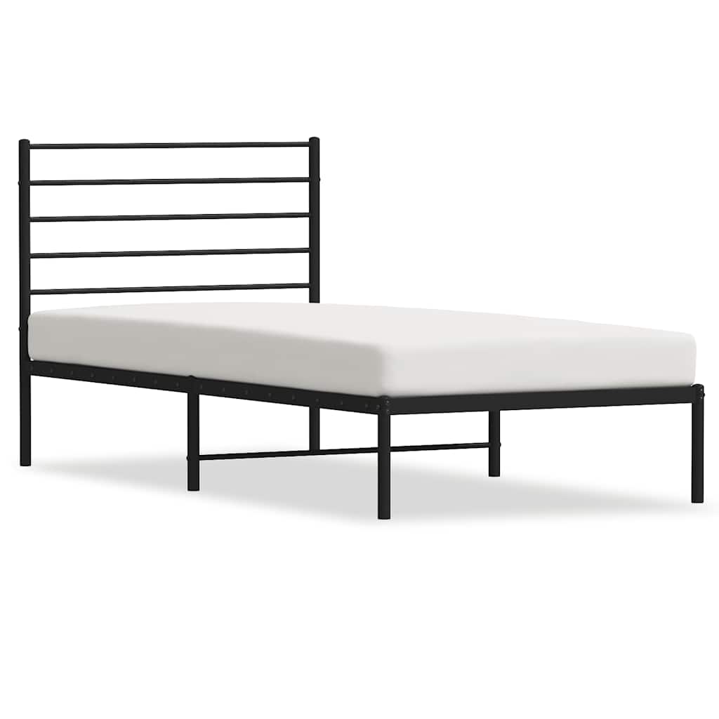 Metalni okvir za krevet s uzglavljem crni 90x200 cm