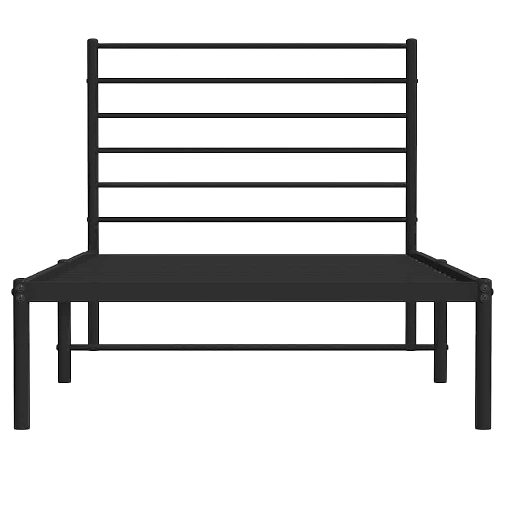 Metalni okvir za krevet s uzglavljem crni 90x200 cm
