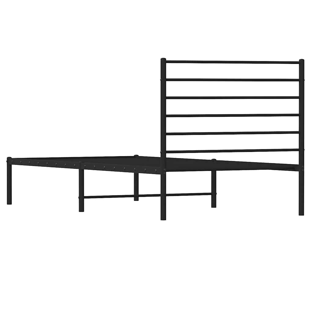 Metalni okvir za krevet s uzglavljem crni 100x190 cm
