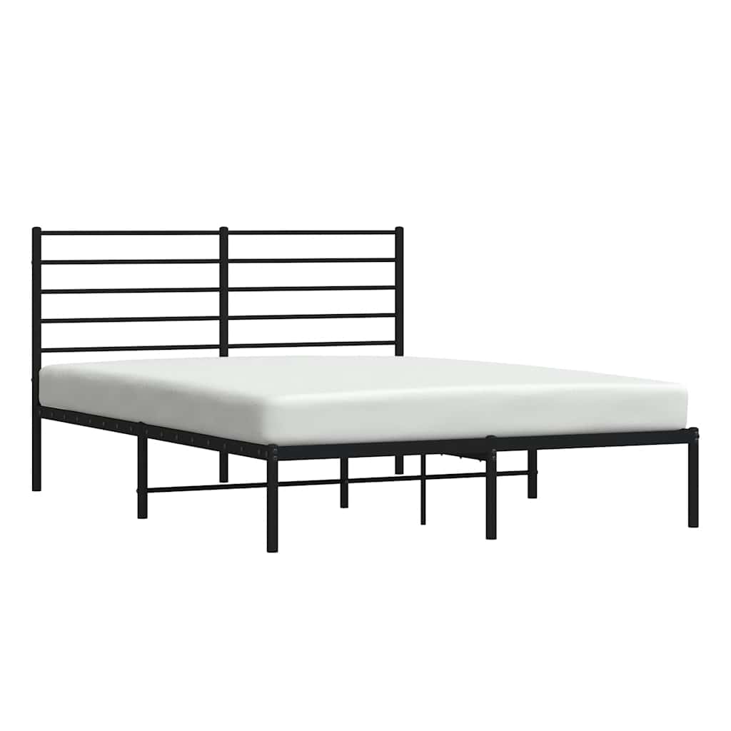 Metalni okvir za krevet s uzglavljem crni 120x190 cm