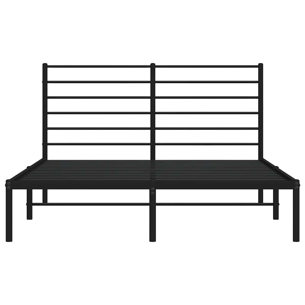 Metalni okvir za krevet s uzglavljem crni 135x190 cm