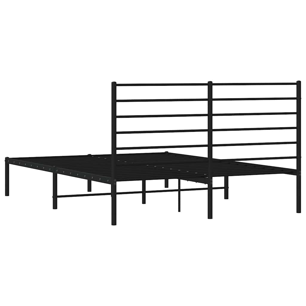 Metalni okvir za krevet s uzglavljem crni 135x190 cm