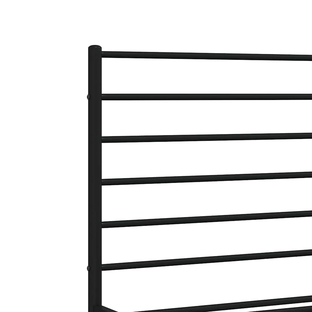 Metalni okvir za krevet s uzglavljem crni 135x190 cm