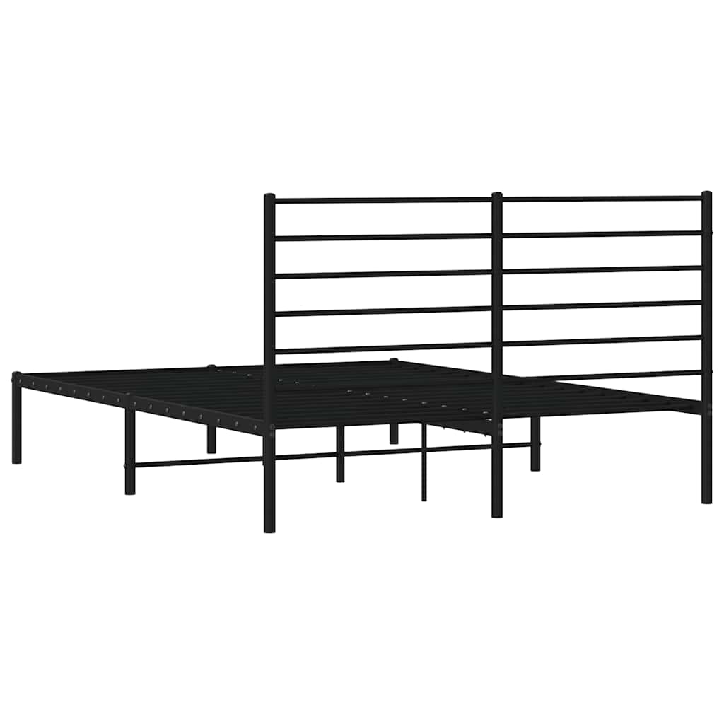 Metalni okvir za krevet s uzglavljem crni 150x200 cm