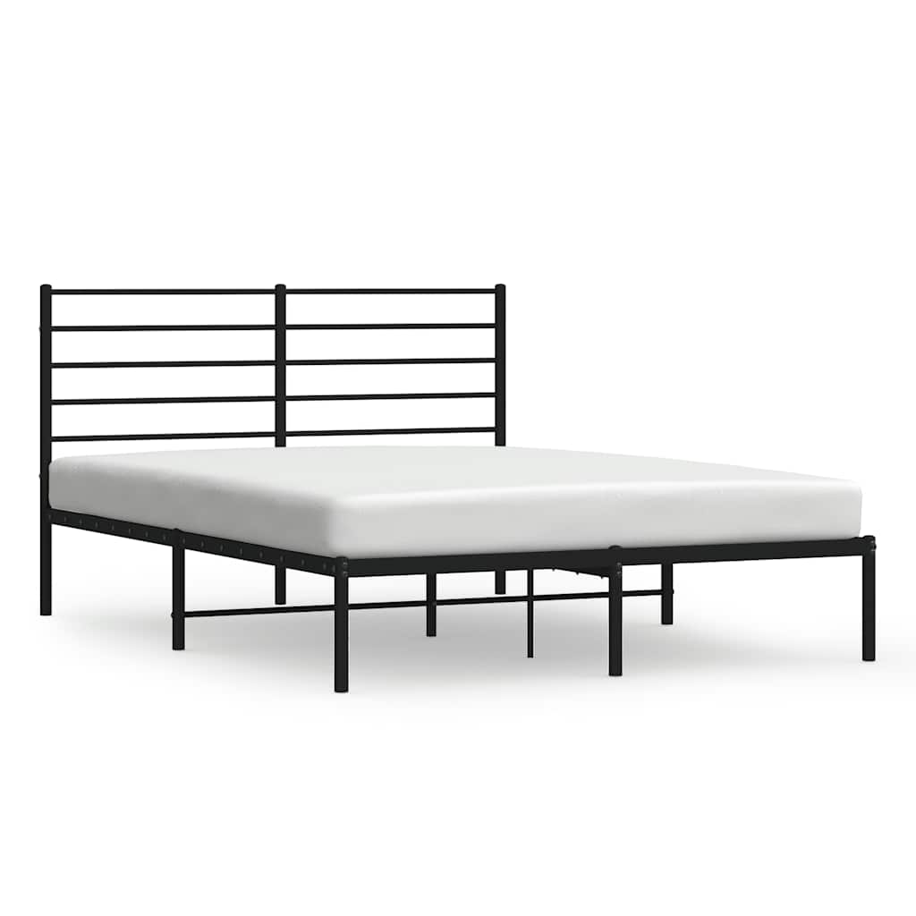 Metalni okvir za krevet s uzglavljem crni 160x200 cm