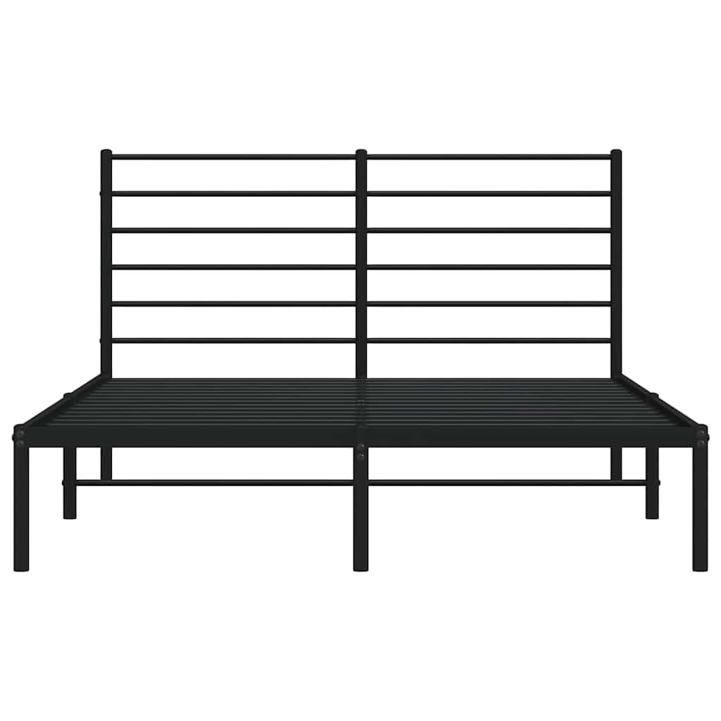 Metalni okvir za krevet s uzglavljem crni 160x200 cm
