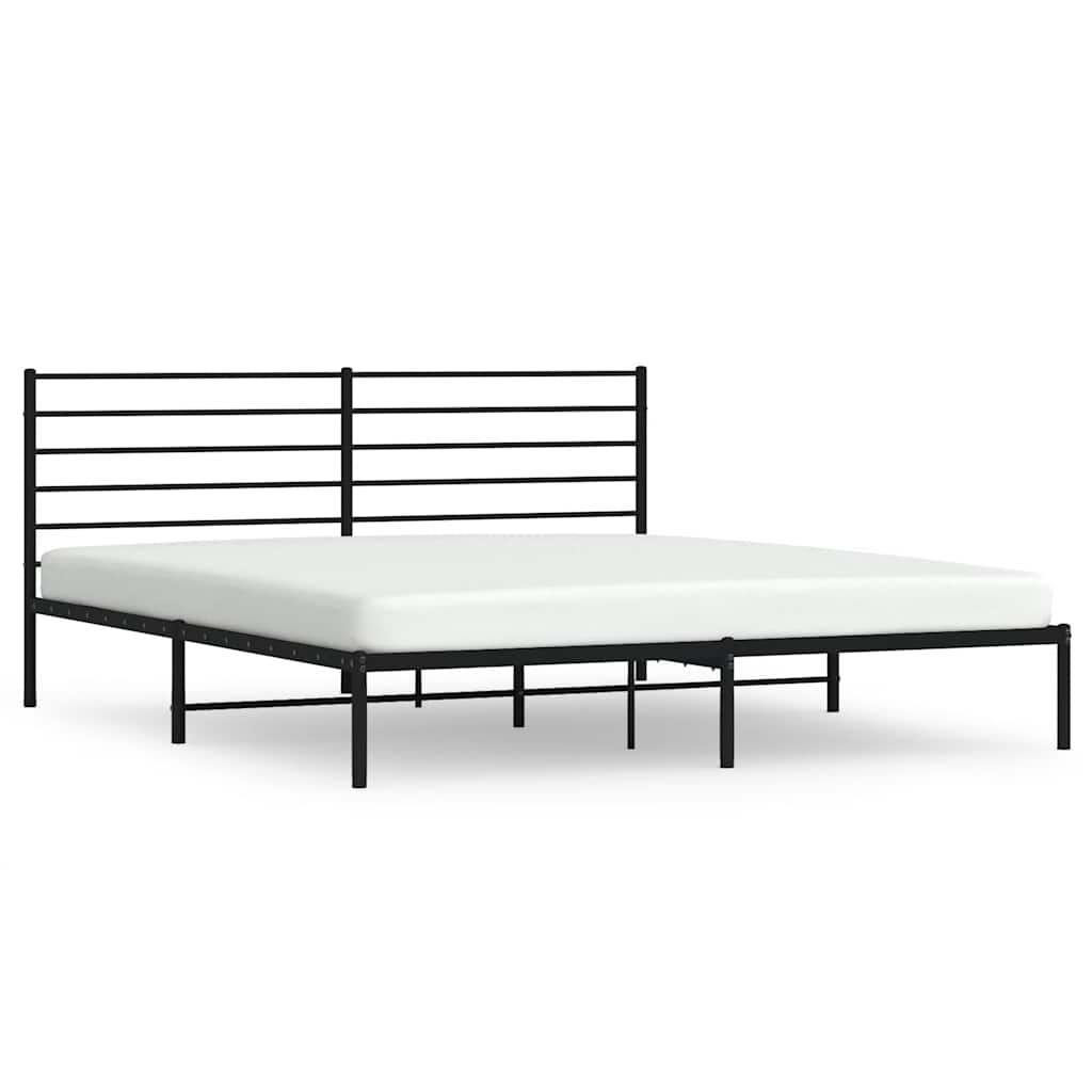 Metalni okvir za krevet s uzglavljem crni 193x203 cm