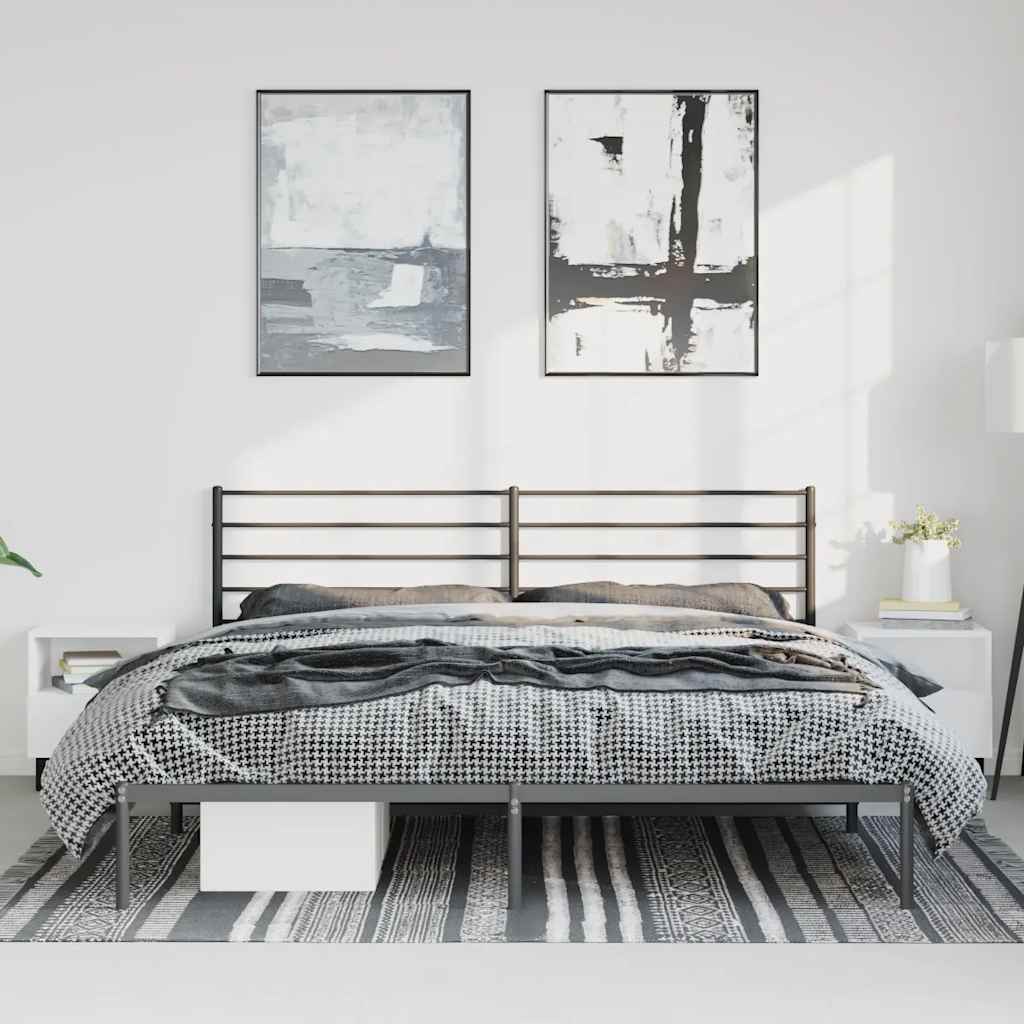 Metalni okvir za krevet s uzglavljem crni 193x203 cm