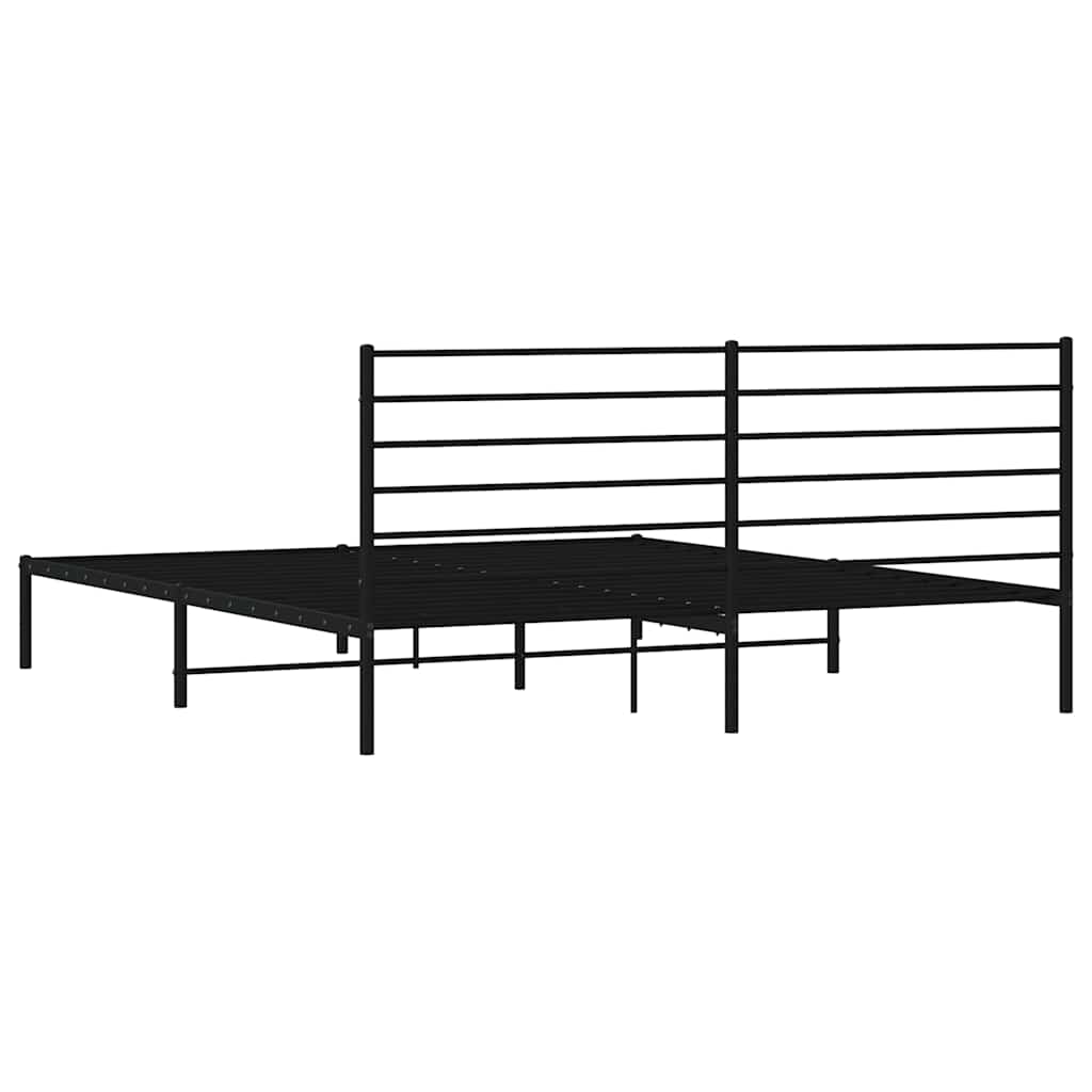 Metalni okvir za krevet s uzglavljem crni 193x203 cm
