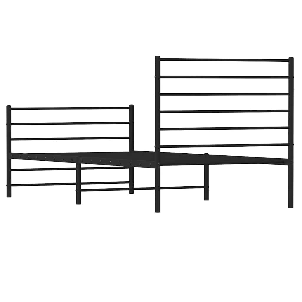 Metalni okvir kreveta uzglavlje i podnožje crni 80x200 cm