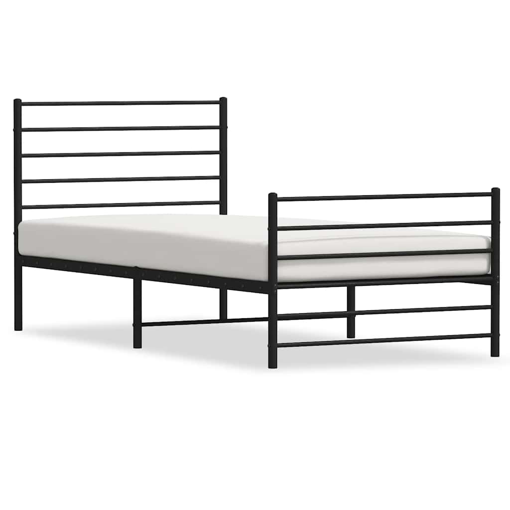 Metalni okvir kreveta uzglavlje i podnožje crni 90x190 cm