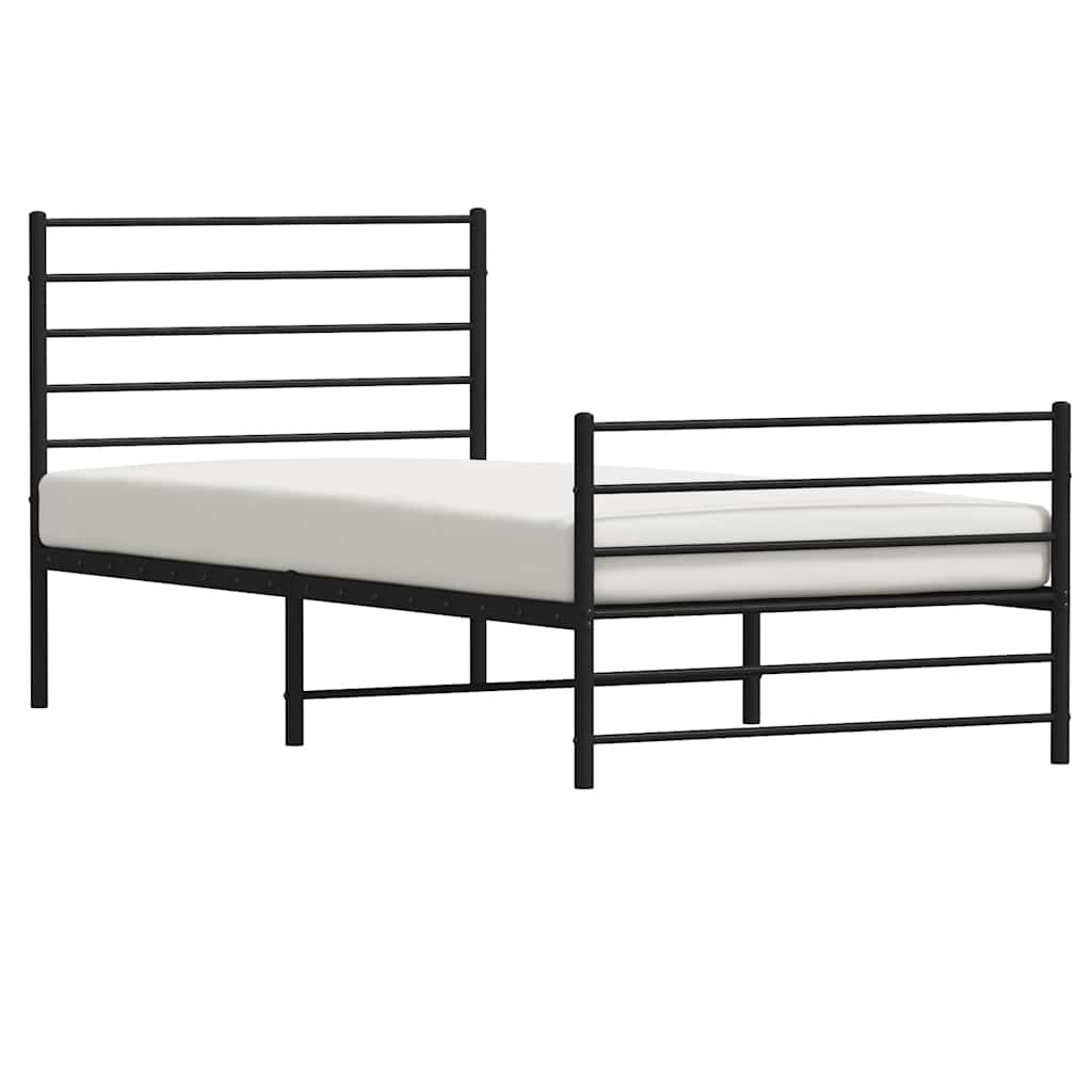 Metalni okvir kreveta uzglavlje i podnožje crni 90x190 cm