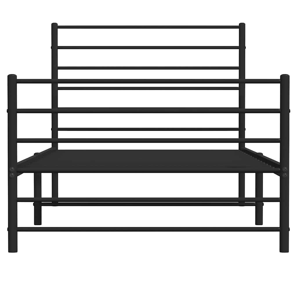 Metalni okvir kreveta uzglavlje i podnožje crni 90x190 cm