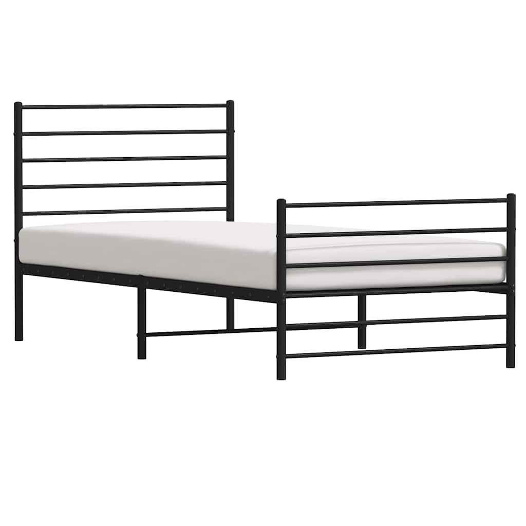 Metalni okvir kreveta uzglavlje i podnožje crni 90 x 200 cm