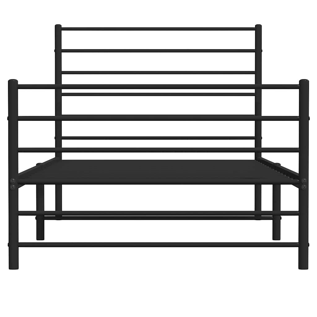 Metalni okvir kreveta uzglavlje i podnožje crni 100x190 cm