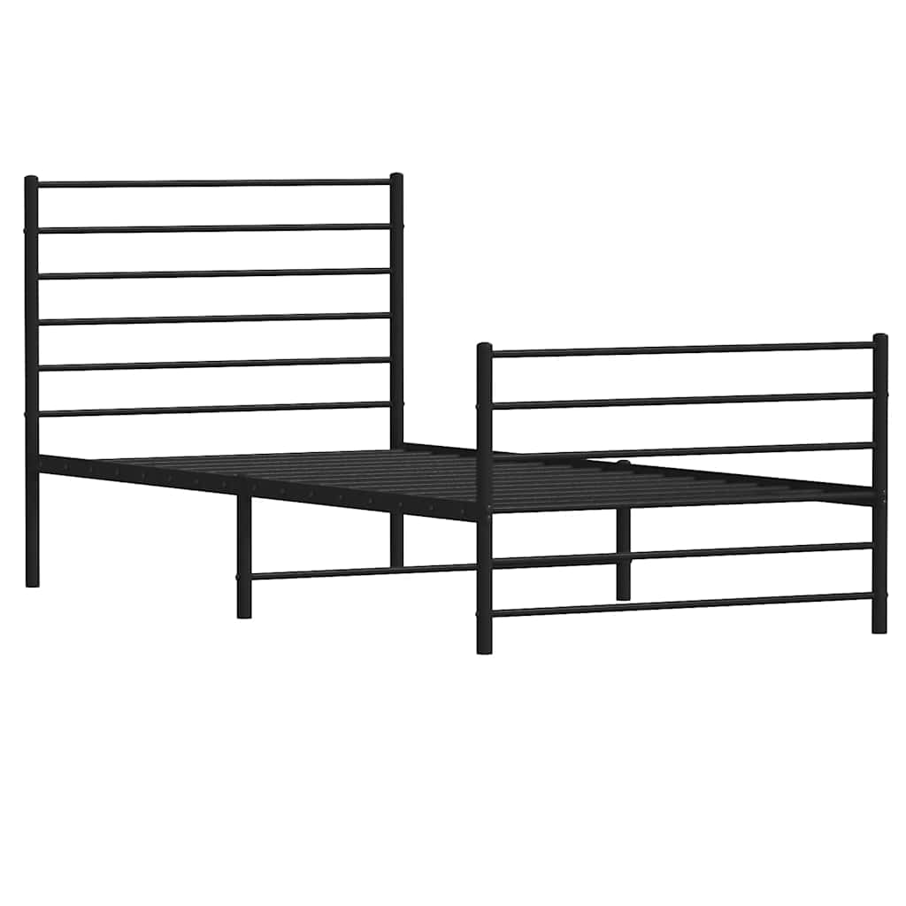 Metalni okvir kreveta uzglavlje i podnožje crni 100x200 cm
