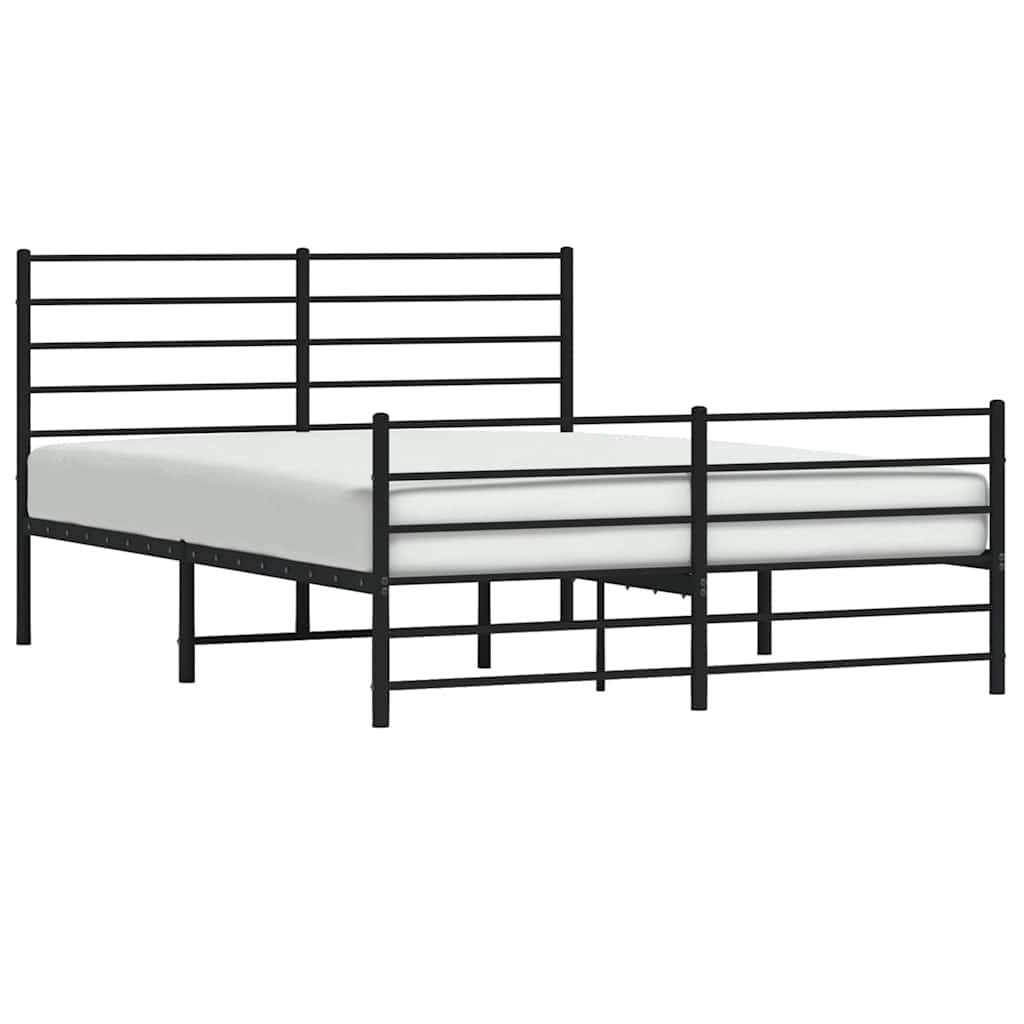 Metalni okvir kreveta uzglavlje i podnožje crni 135x190 cm
