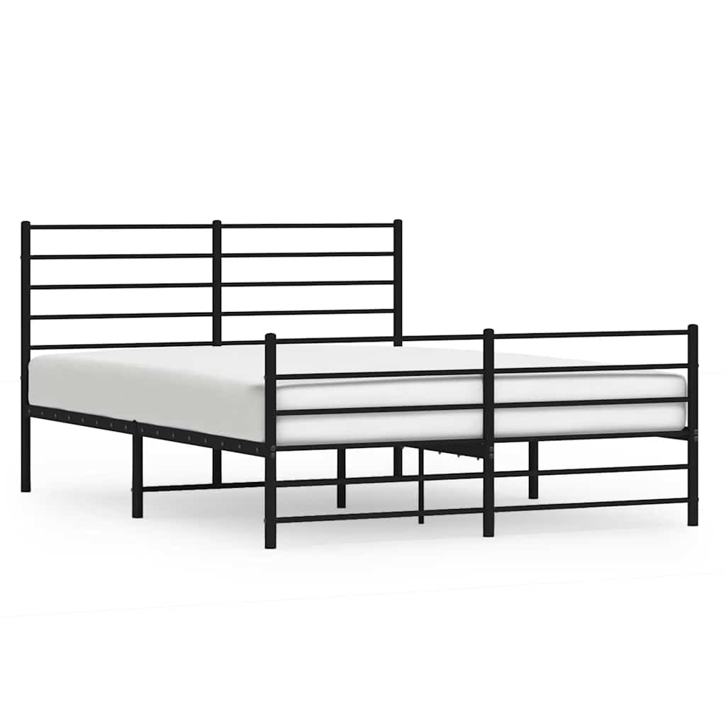 Metalni okvir kreveta uzglavlje i podnožje crni 140x190 cm